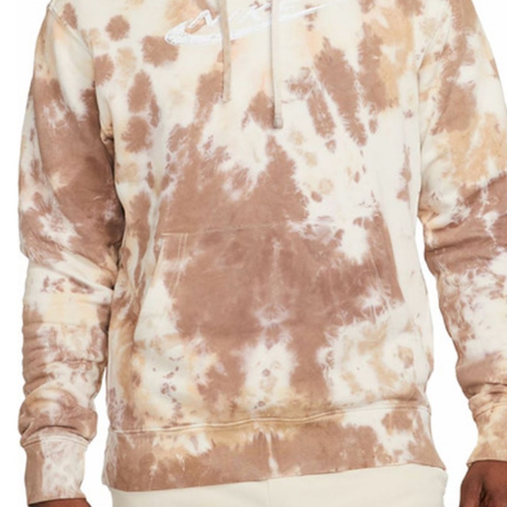 Nike Men’s Cream and Brown Tie-Dye Hoodie